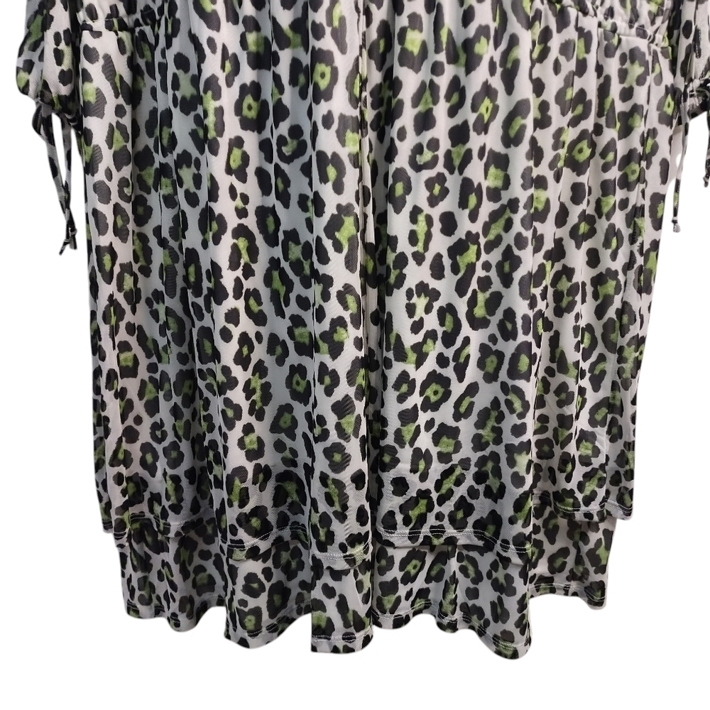 Cato Dress Multicolor Mesh Animal Print V-Neck 3/4 Cut-out Sleeve Sz 22/24W NWT - Picture 4 of 11